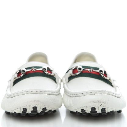 Gucci Road Calfskin Web Womens Horsebit Driver Loafers 39.5 Great White 2 of 13