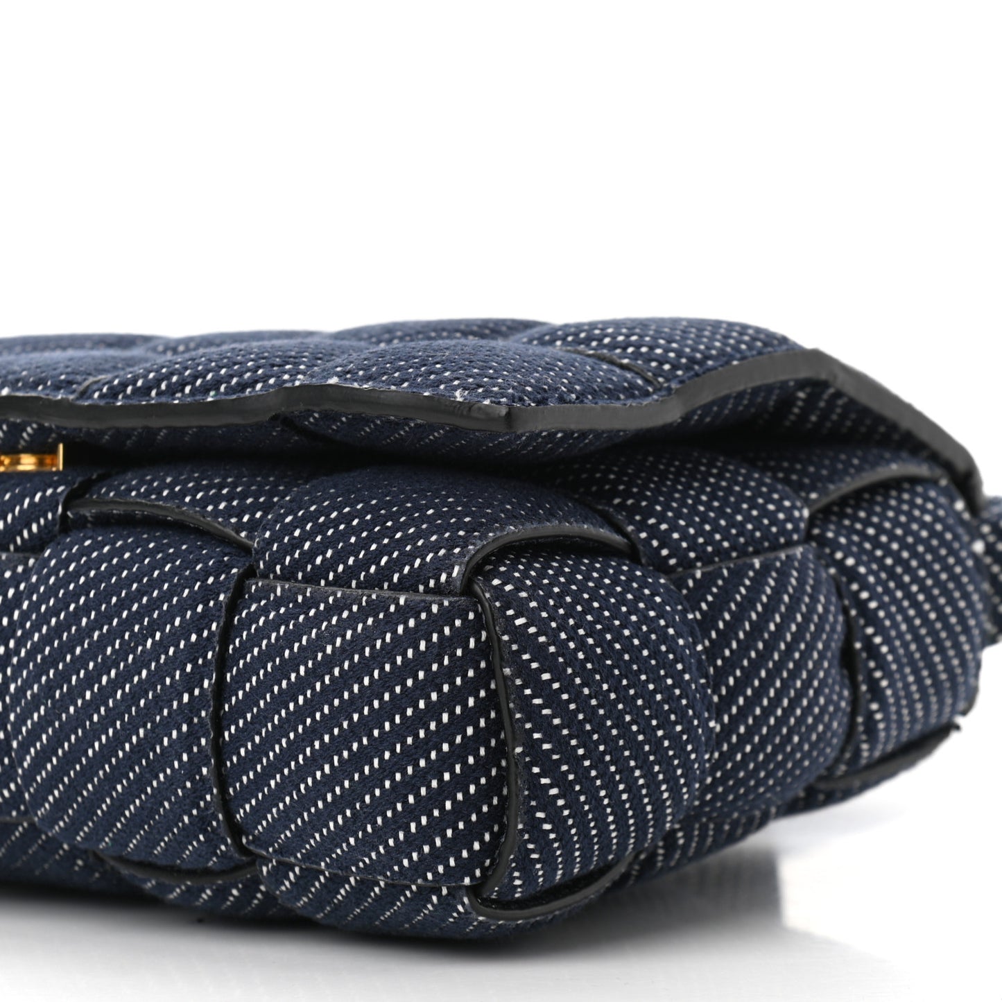 Denim Maxi Intrecciato Padded Cassette High Frequency Crossbody Bag Indigo