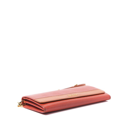 Prada Saffiano Bi-Color Chain Wallet Bacca Rame 3 of 9