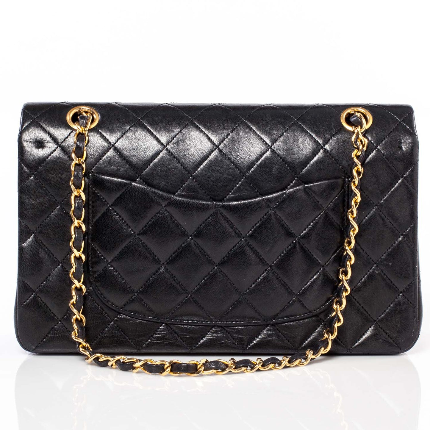Lambskin Medium Double Flap Black