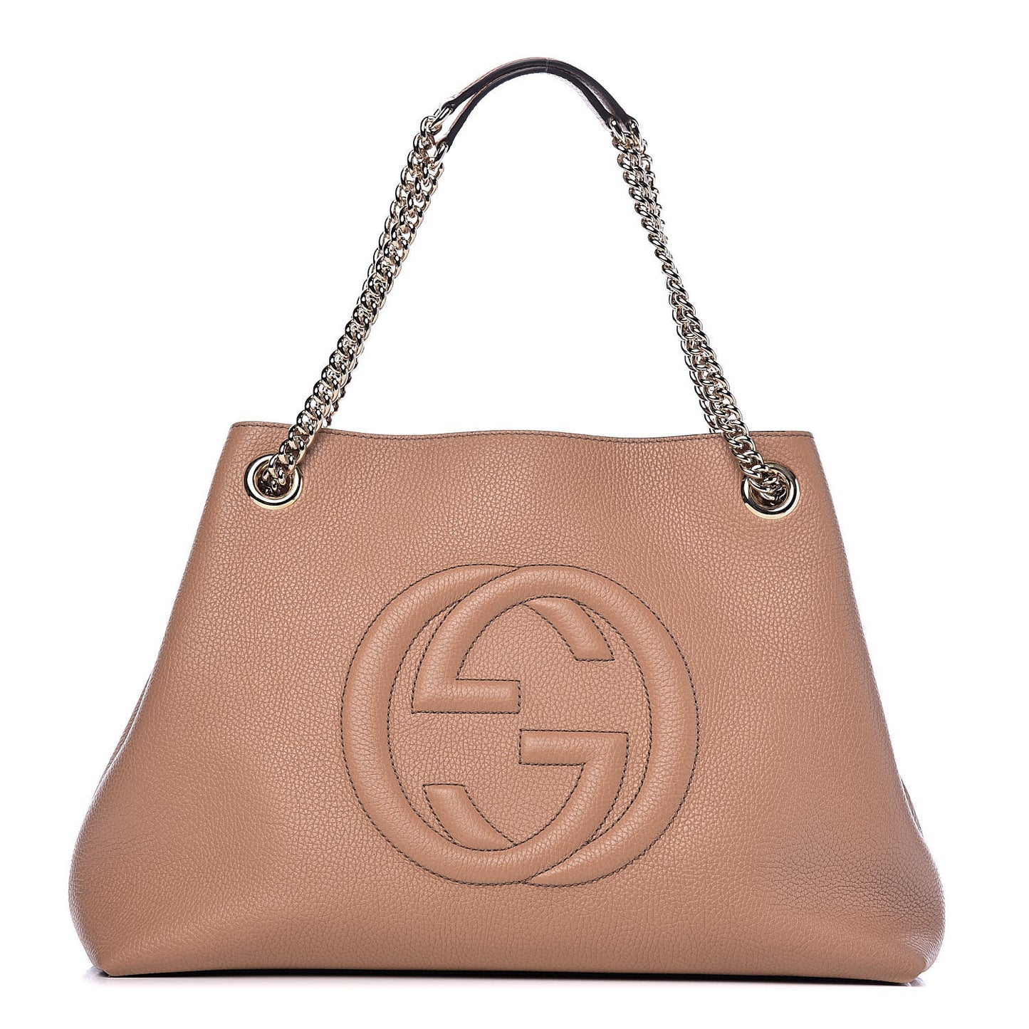 Pebbled Calfskin Medium Soho Chain Shoulder Bag Camelia