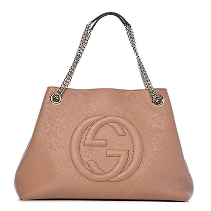 Gucci Pebbled Calfskin Medium Soho Chain Shoulder Bag Camelia 1 of 10