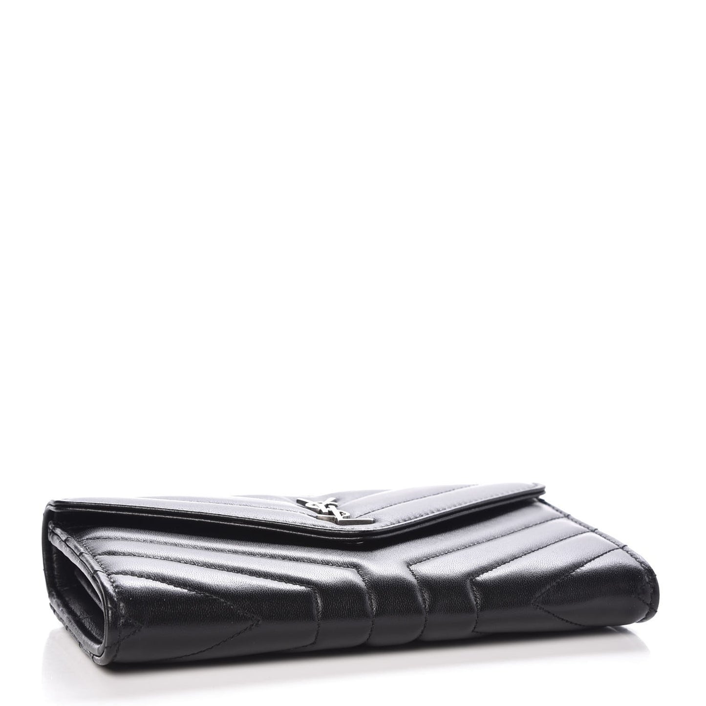 Lambskin Y Quilted Monogram Large Loulou Flap Wallet Black