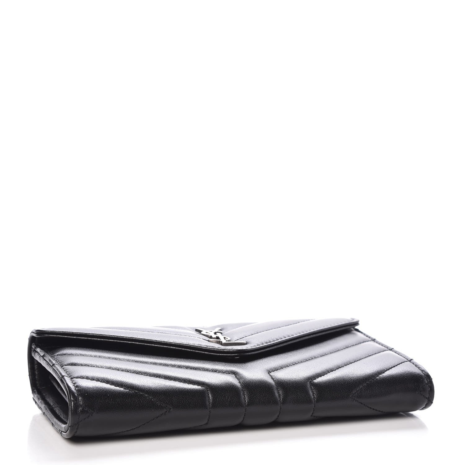 Saint Laurent Lambskin Y Quilted Monogram Large Loulou Flap Wallet Black 4 of 8