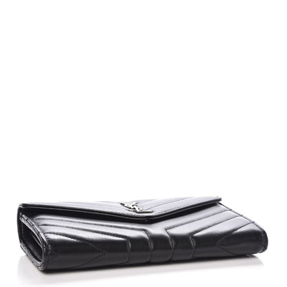 Saint Laurent Lambskin Y Quilted Monogram Large Loulou Flap Wallet Black 4 of 8