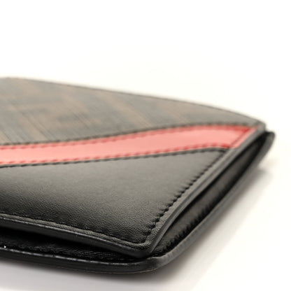 Fendi Glazed Fabric Vitello Liberty FF 1974 Diagonal Bi-Fold Wallet Tobacco Rosso Black 8 of 8