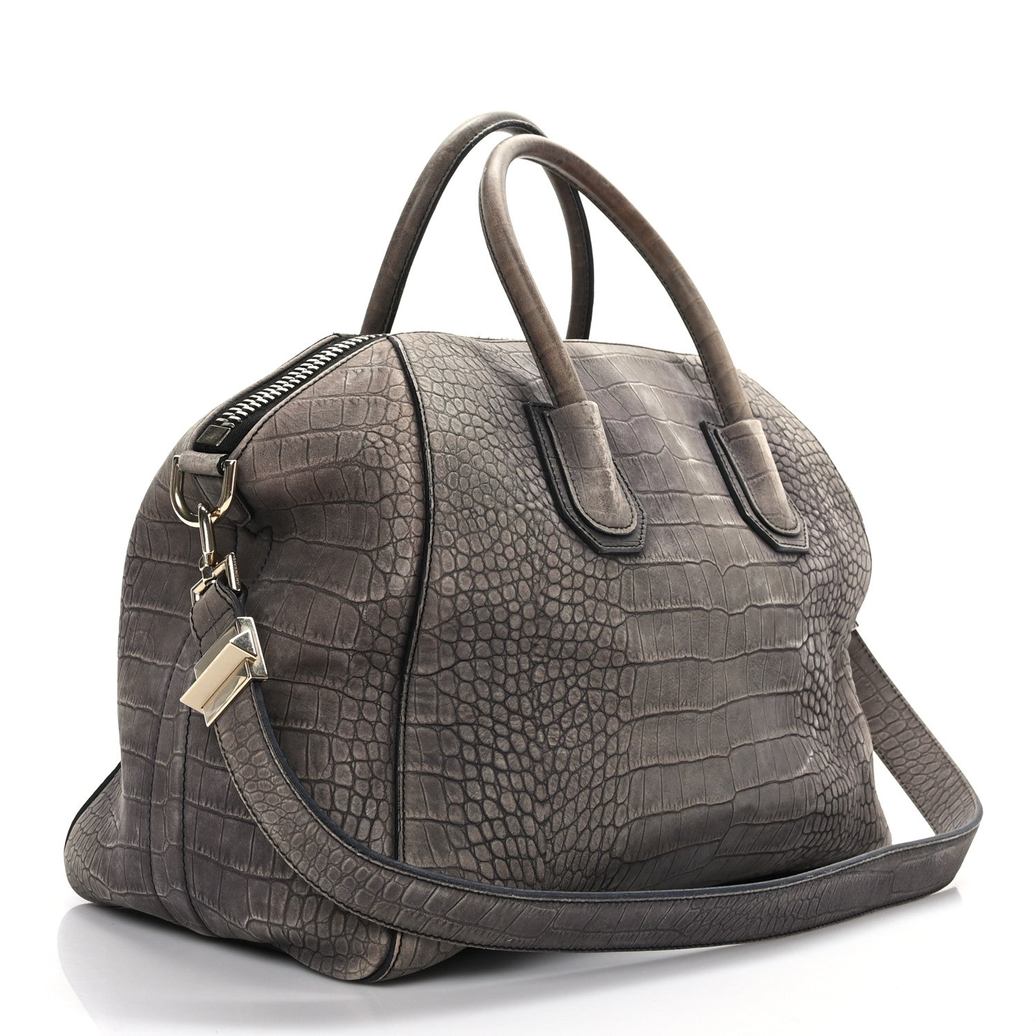 Givenchy Nubuck Crocodile Embossed Medium Antigona Washed Black 2 of 8
