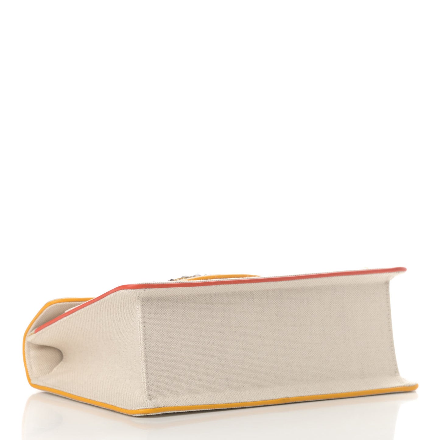 Linen Canvas Embroidered Small Shoulder Bag White