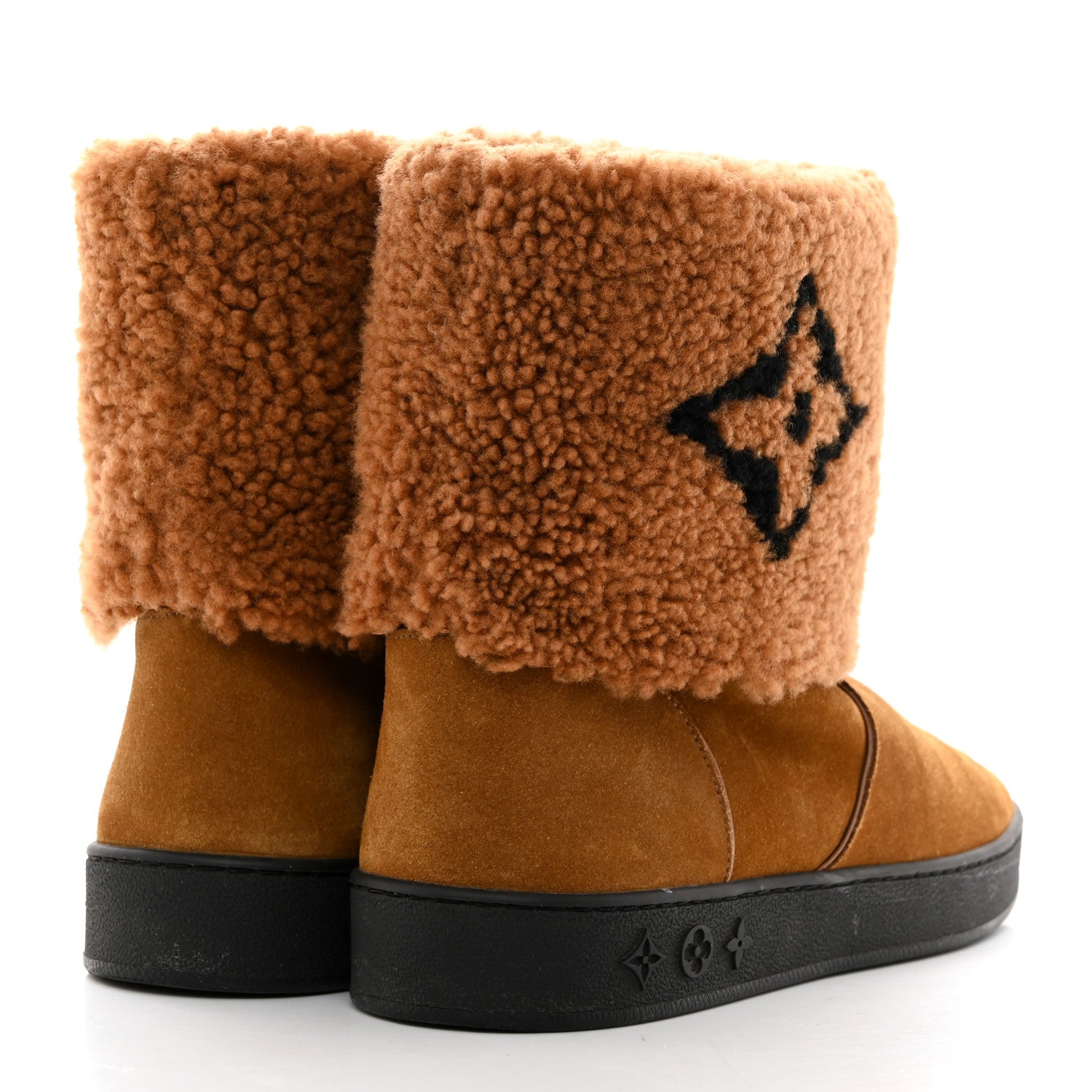 Louis Vuitton Suede Calfskin Shearling Snowdrop Flat Ankle Boot 39.5 Cognac 4 of 8