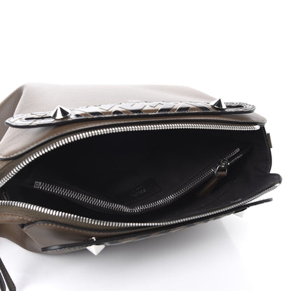 Fendi Vitello Dolce Bi-Color FF 1974 Embossed Medium By The Way Boston Bag Maya Black 3 of 11
