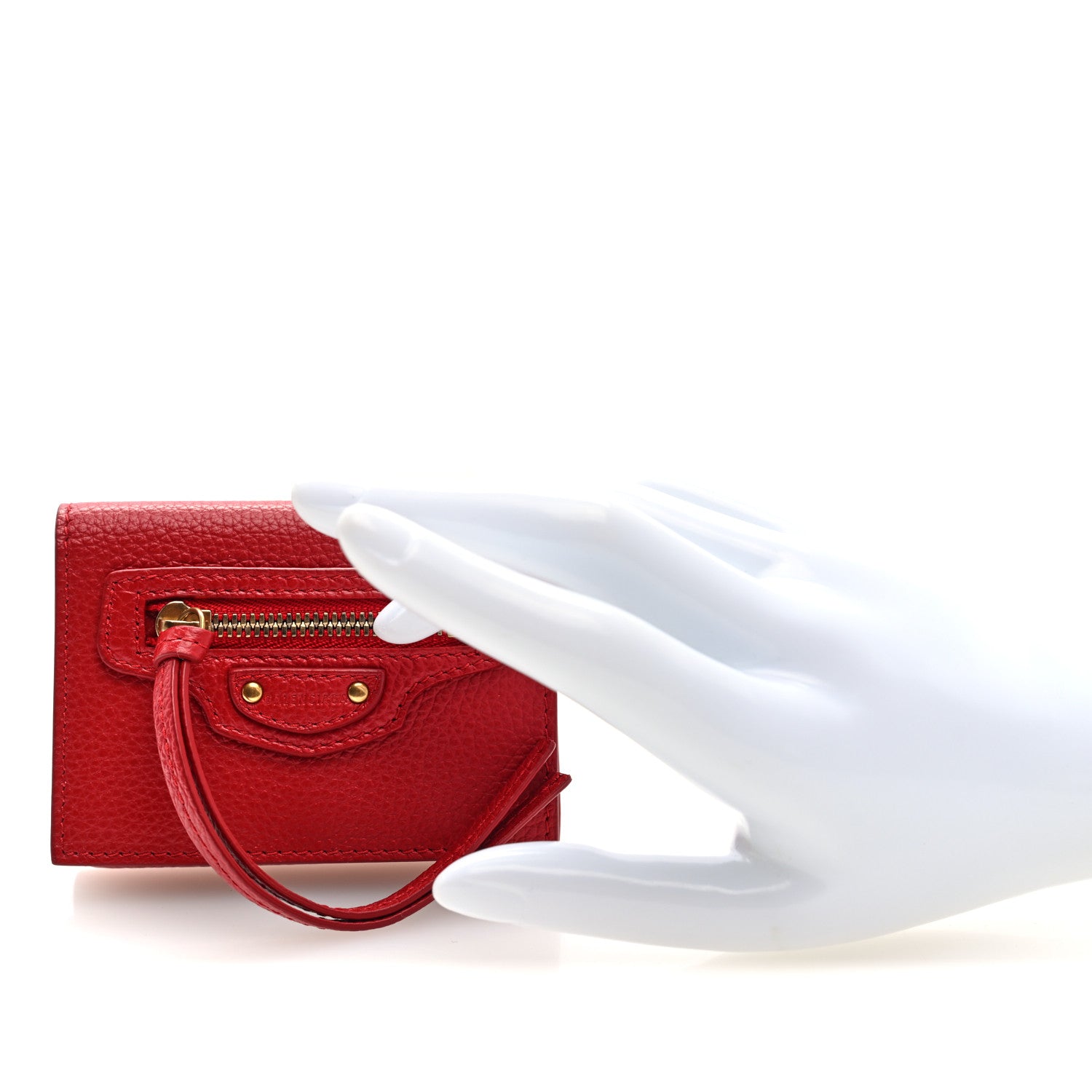Balenciaga Chevre Gold Hardware City Mini Wallet Red 2 of 7