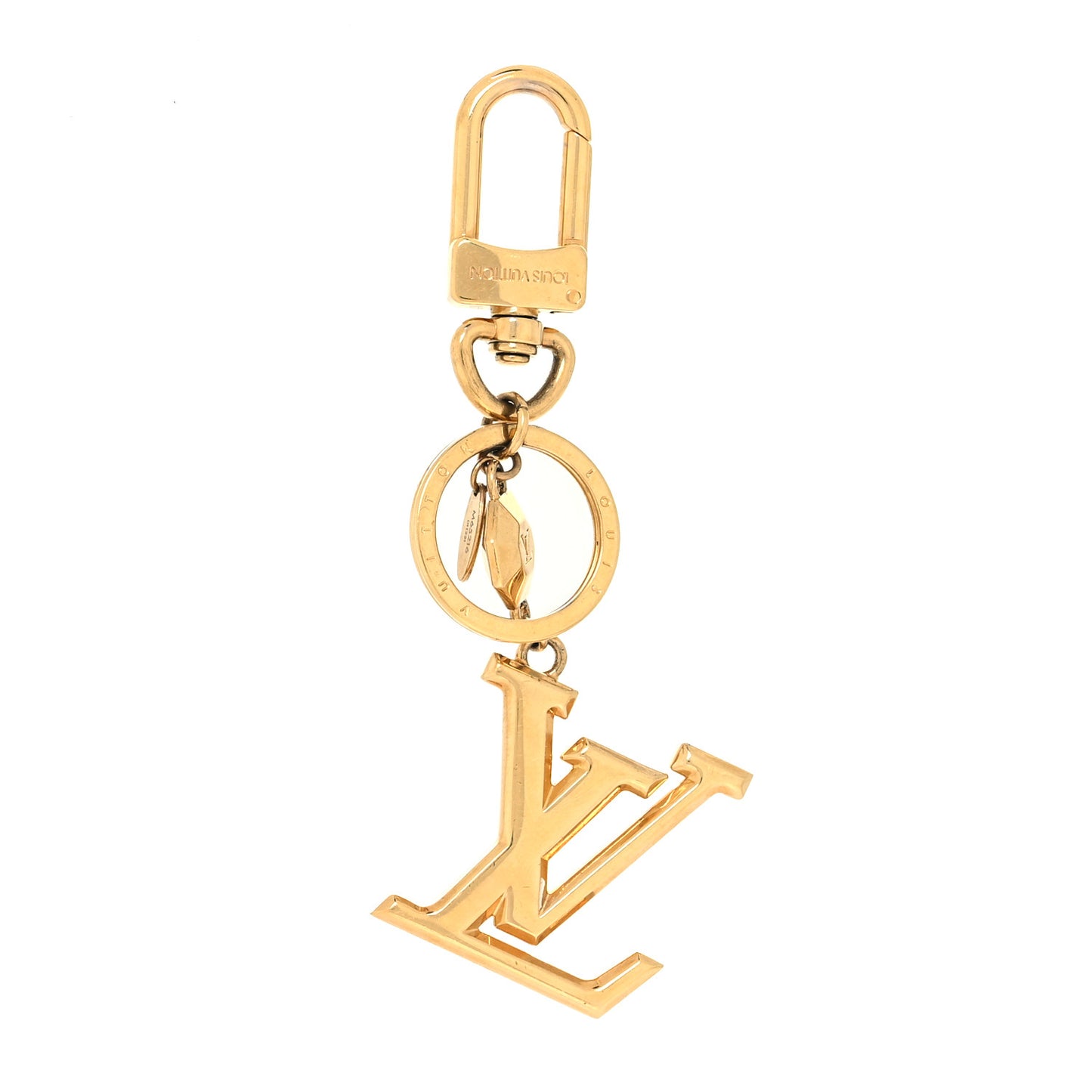 Metal LV Facettes Bag Charm Key Holder Gold