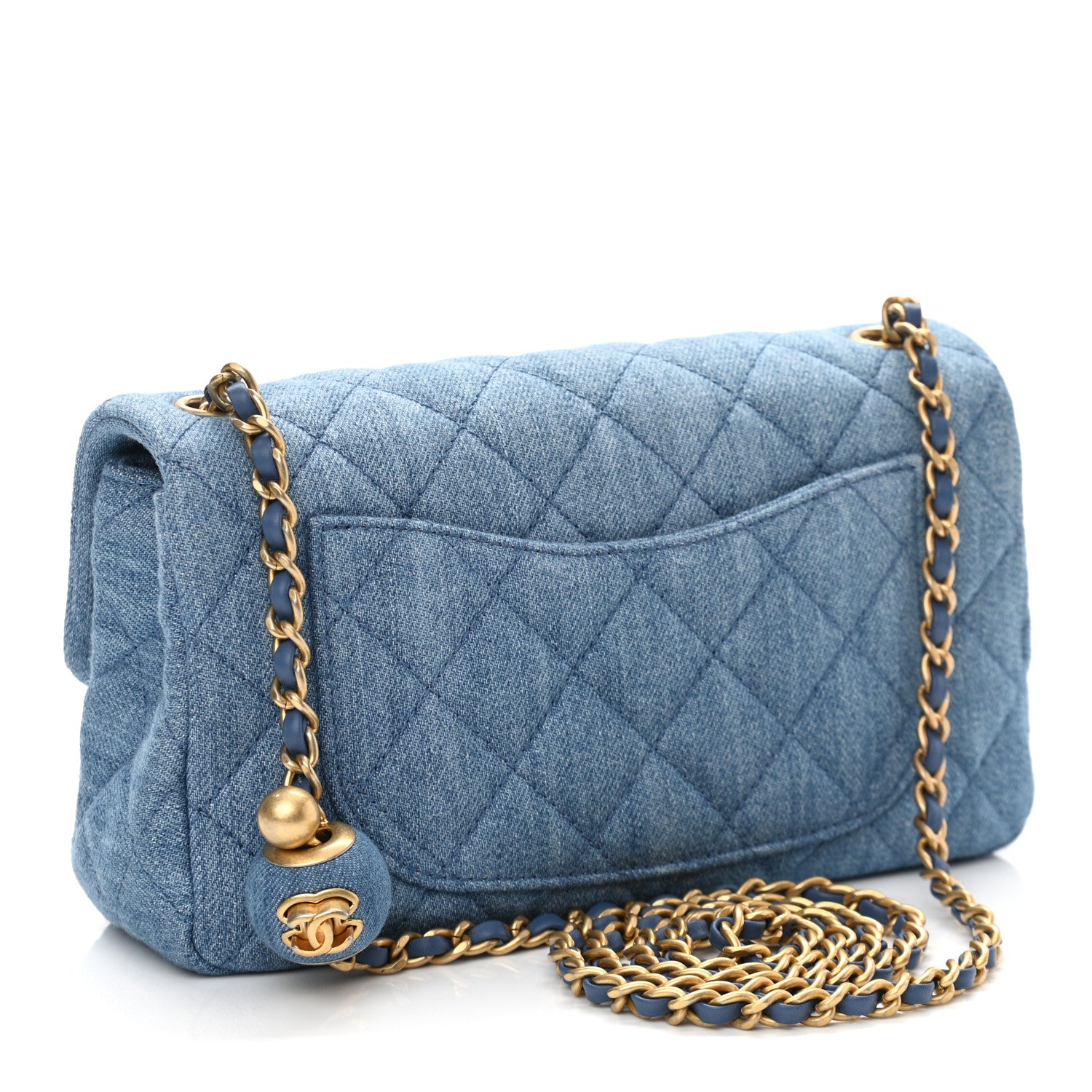 Chanel Denim Quilted Mini Pearl Crush Rectangular Flap Blue 3 of 11