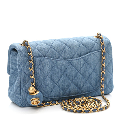Chanel Denim Quilted Mini Pearl Crush Rectangular Flap Blue 3 of 11