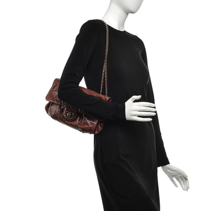 Chanel Crumpled Calfskin Quilted Medium Elastic Flap Bordeaux 2 of 7