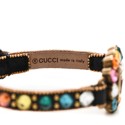 Gucci Calfskin Crystal Double G Bracelet Black Multicolor 3 of 4