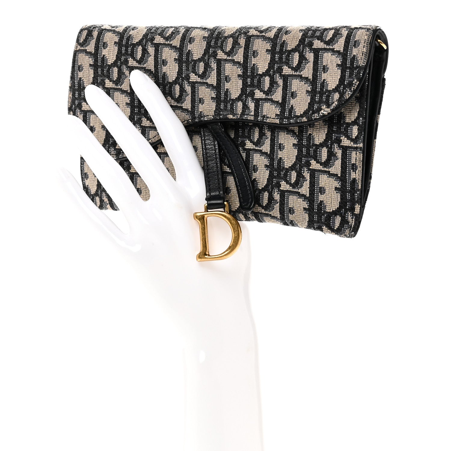Christian Dior Oblique Saddle Chain Long Wallet Blue 1861471