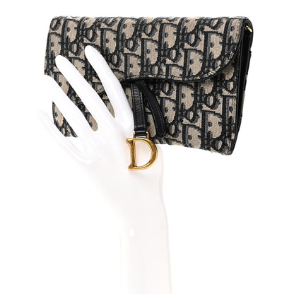 Christian Dior Oblique Saddle Chain Long Wallet Blue 2 of 8