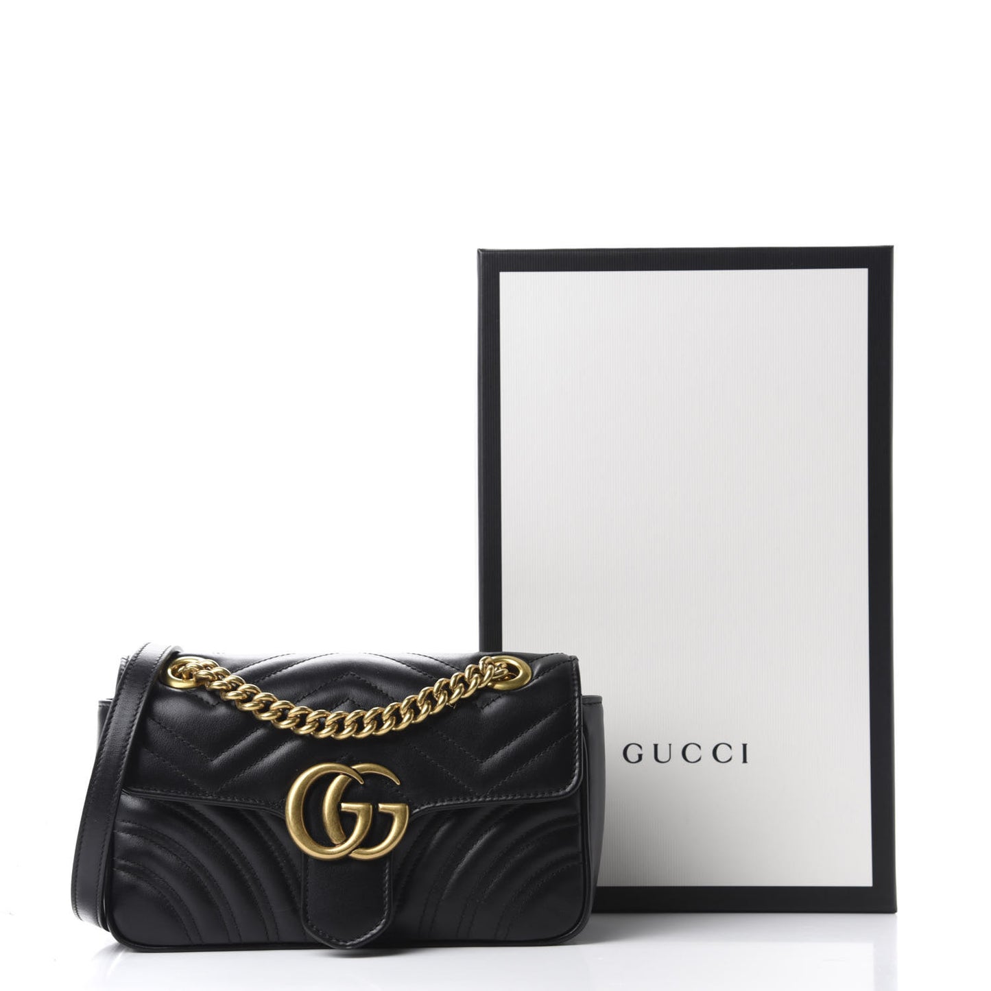 Calfskin Matelasse Mini GG Marmont Shoulder Bag Black
