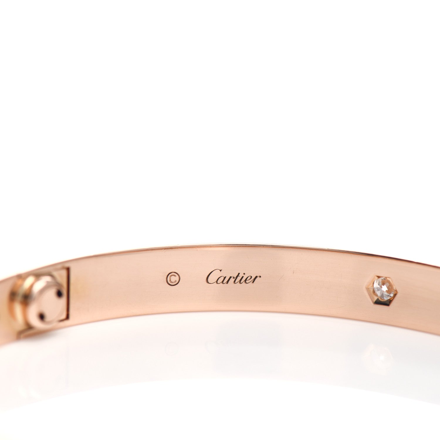 Cartier 18K Pink Gold 4 Diamond LOVE Bracelet 19 5 of 6