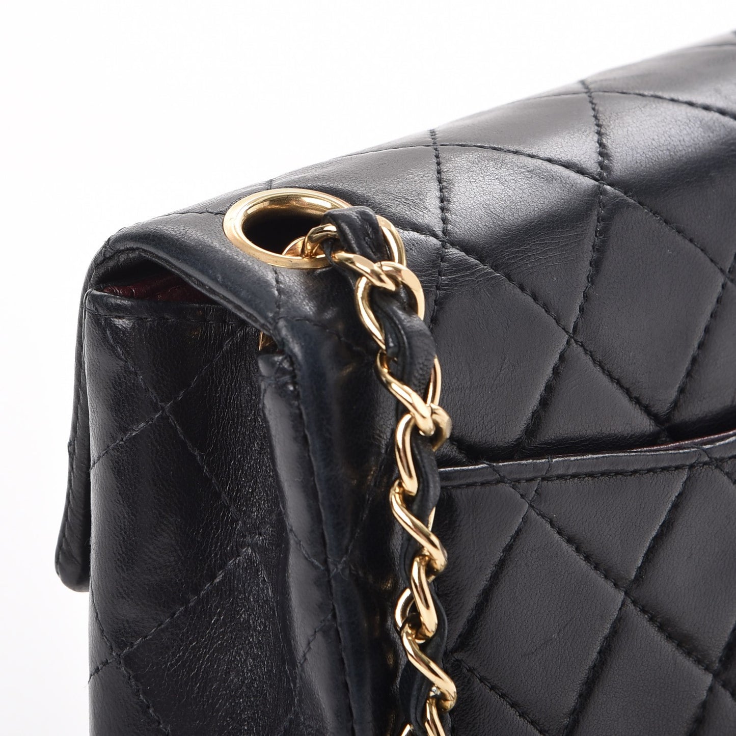Lambskin Quilted Mini Square Flap Black