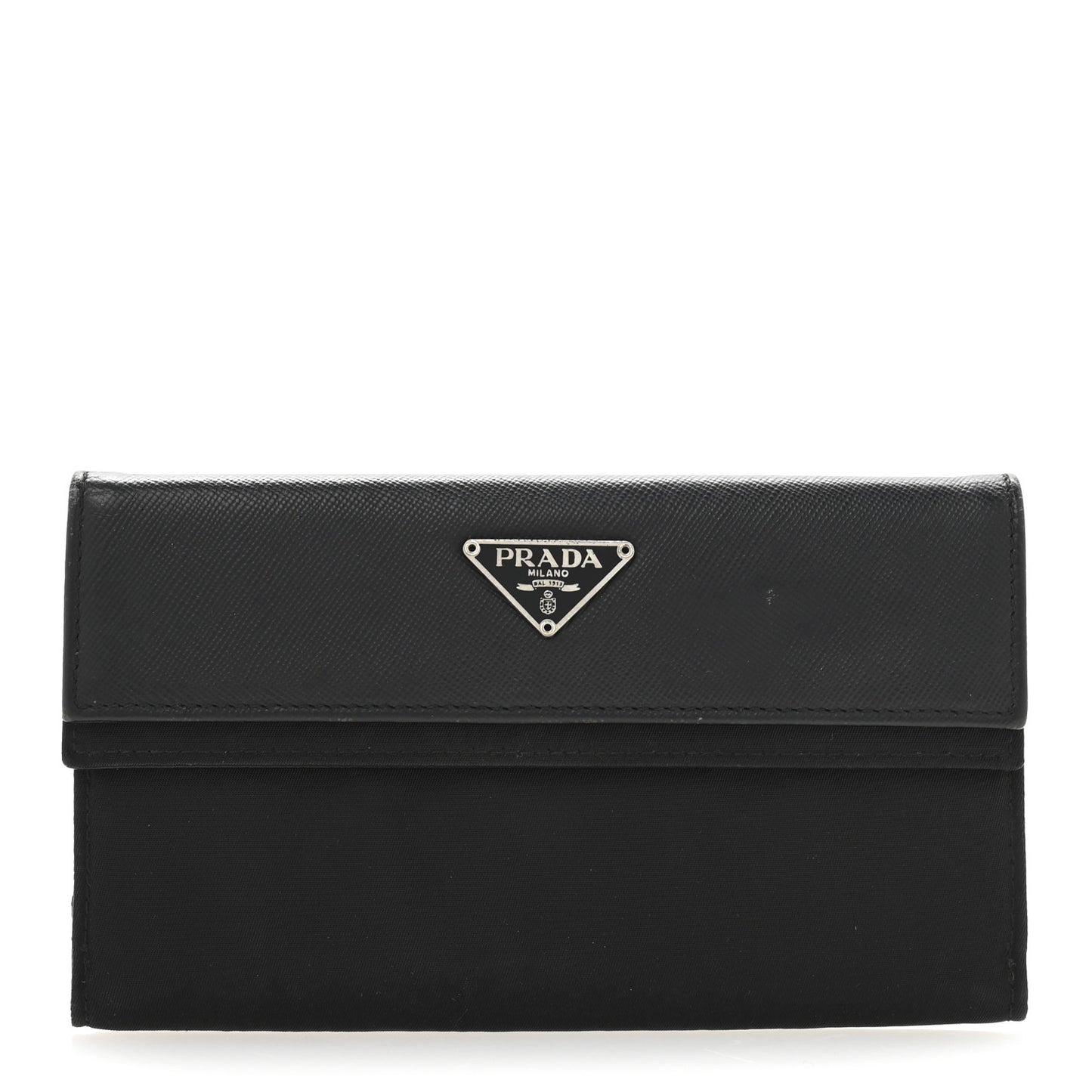 Saffiano Tessuto Nylon Saffiano Tri-Fold Wallet Black