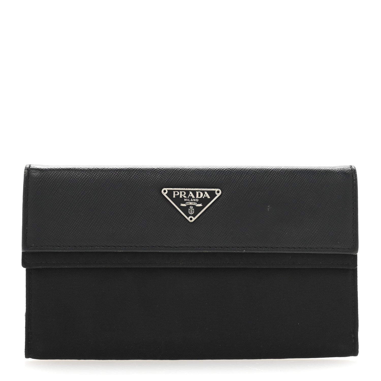 Prada Saffiano Tessuto Nylon Saffiano Tri-Fold Wallet Black 1 of 10
