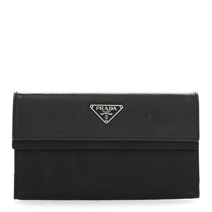 Prada Saffiano Tessuto Nylon Saffiano Tri-Fold Wallet Black 1 of 10