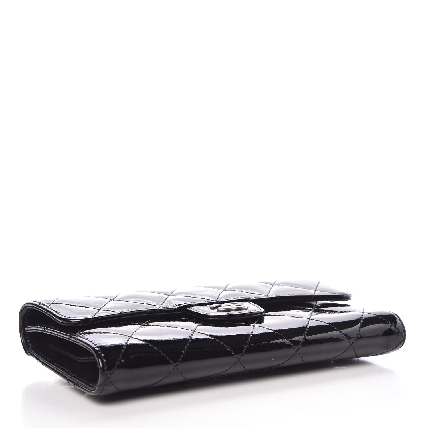 Chanel Patent Quilted Large Flap Wallet Black 4 of 9