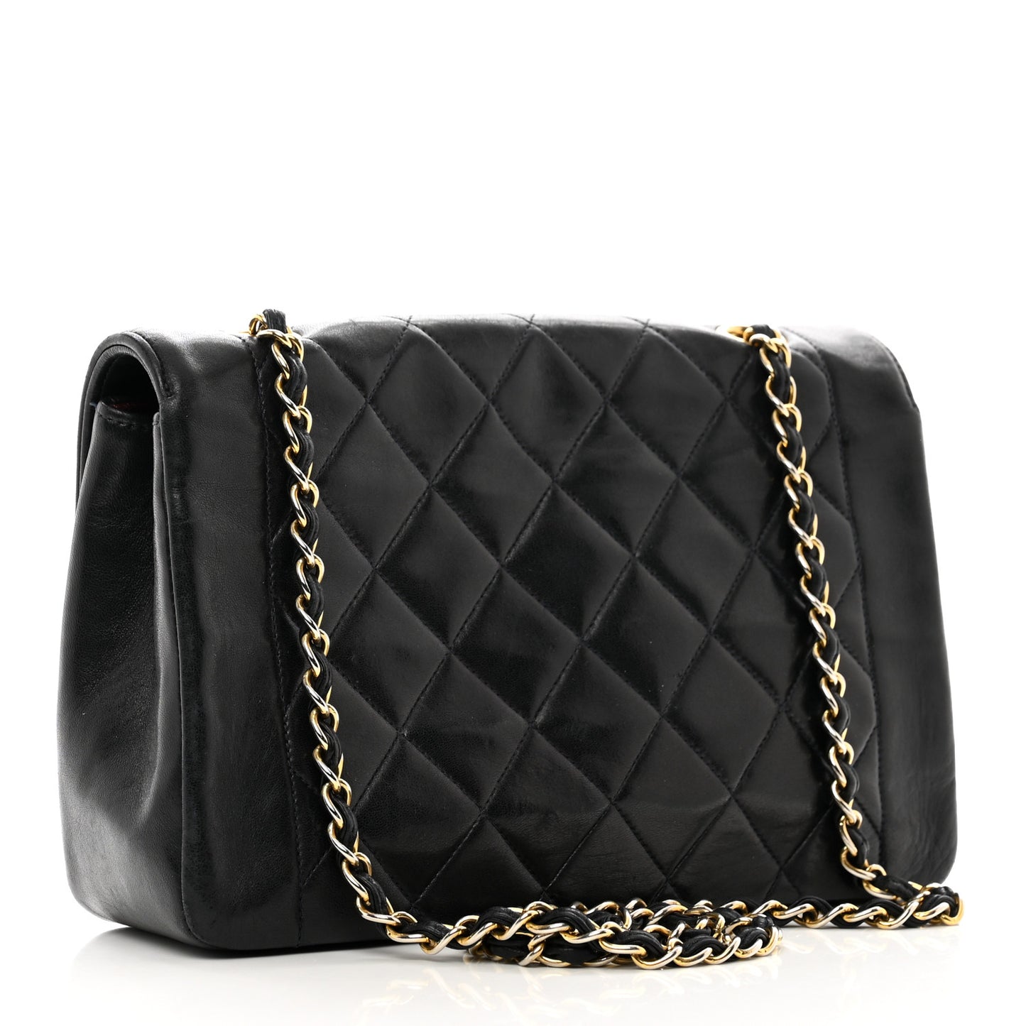 Lambskin Medium Single Flap Black