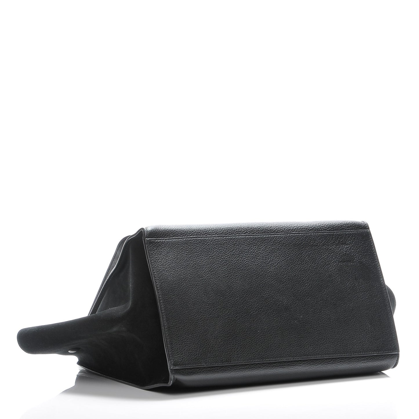 Drummed Calfskin Suede Large Trapeze Black