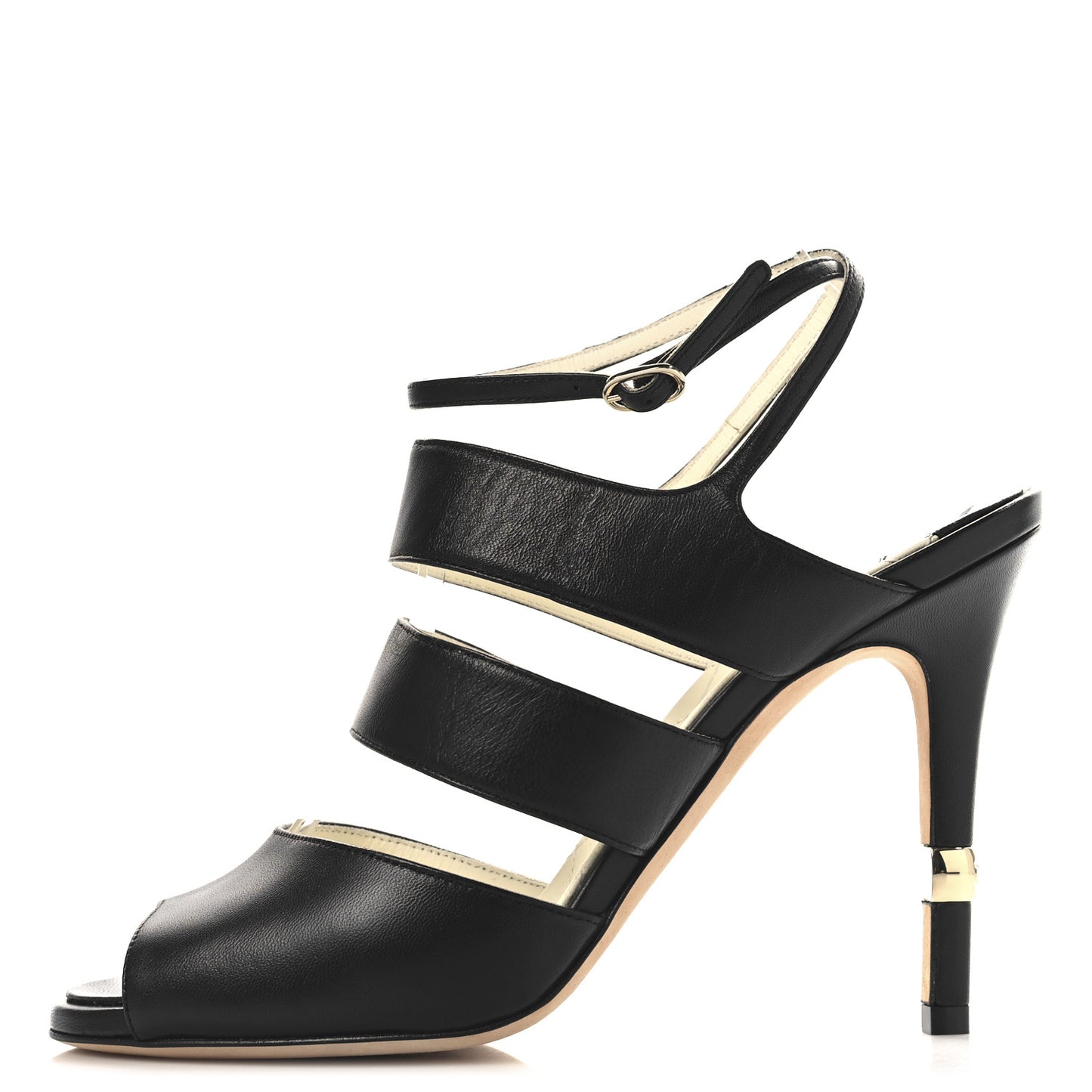 Lambskin CC Strappy Sandal 38 Black