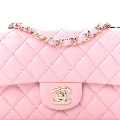 Chanel Lambskin Quilted Mini Rectangular Flap Pink 10 of 11