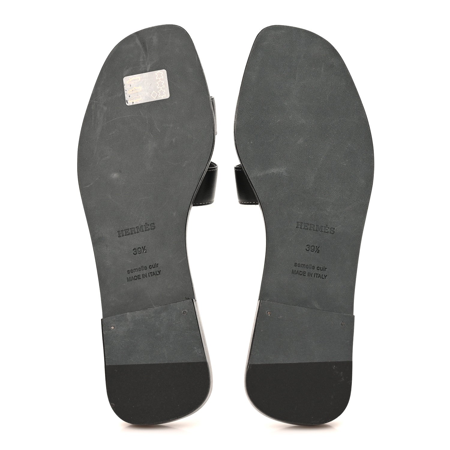 Hermes Box Calfskin Oran Sandals 39.5 Black 6 of 9