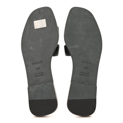 Hermes Box Calfskin Oran Sandals 39.5 Black 6 of 9