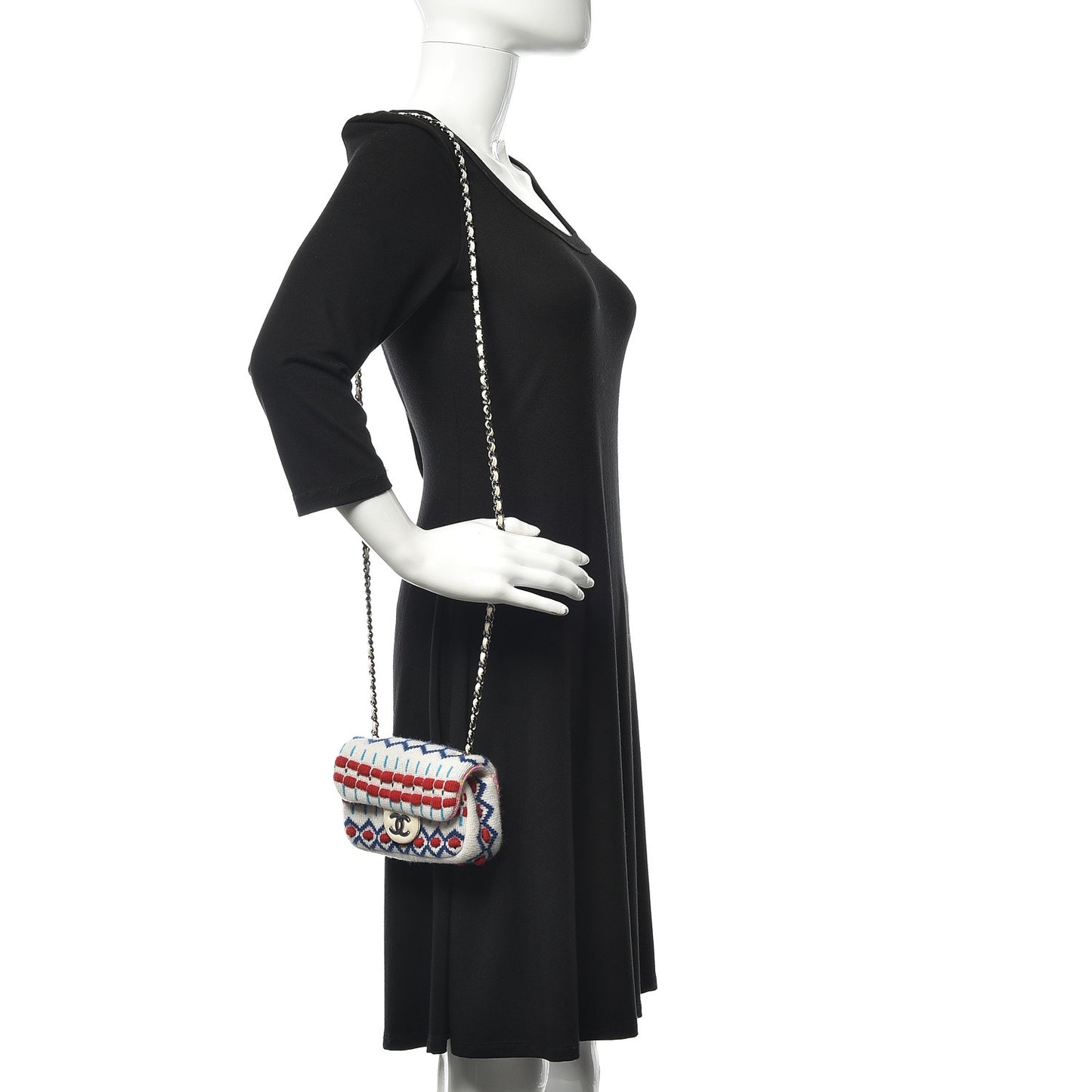 Cashmere Knit Extra Mini Single Flap White Multicolor