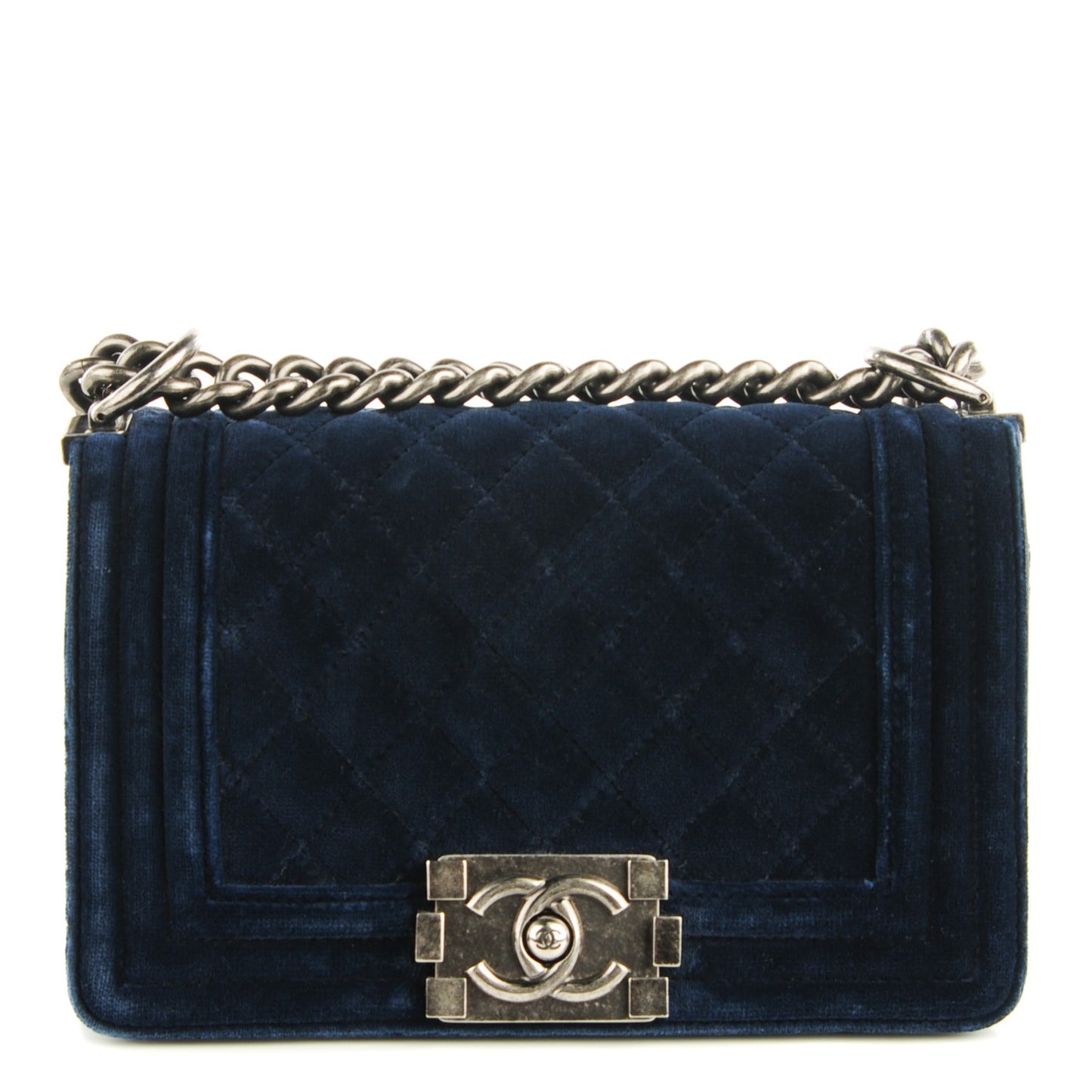 Velvet Quilted Small Boy Flap Navy