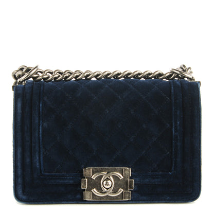 Chanel Velvet Quilted Small Boy Flap Navy 1 of 8