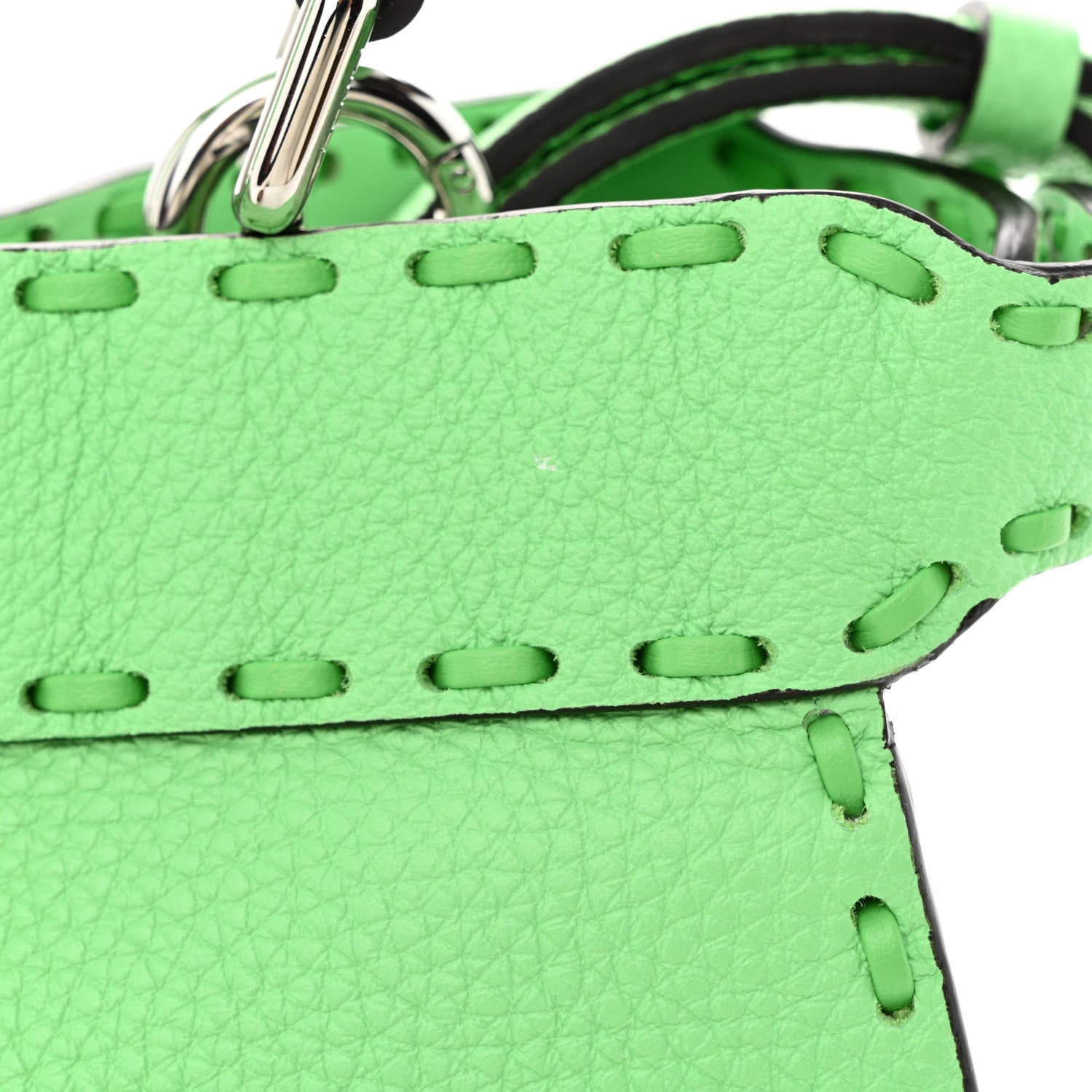 Fendi Cuoio Roma Sellerissima Nappa Sintetica Tape Stitch Small Peekaboo I SEE U Satchel Edamame 12 of 13