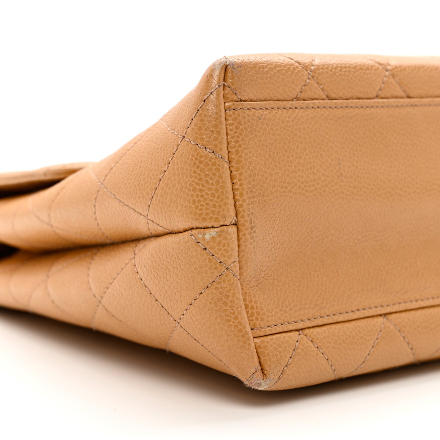 Caviar Quilted Jumbo Kelly Flap Beige