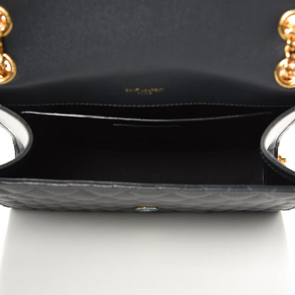 Saint Laurent Grain De Poudre Textured Mixed Matelasse Triquilt Medium Monogram Satchel Dark Smog 5 of 9