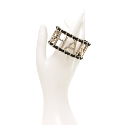 Chanel Lambskin Vintage Allure Cuff Bracelet M Black Gold 2 of 5