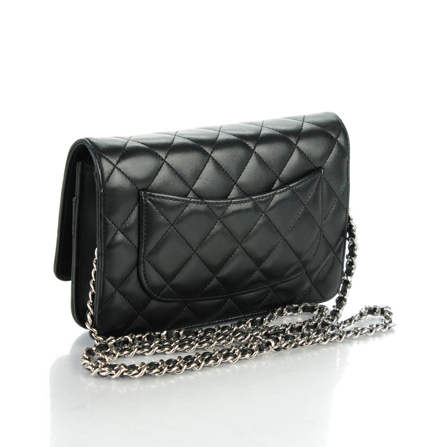 Lambskin Quilted Wallet On Chain WOC Black