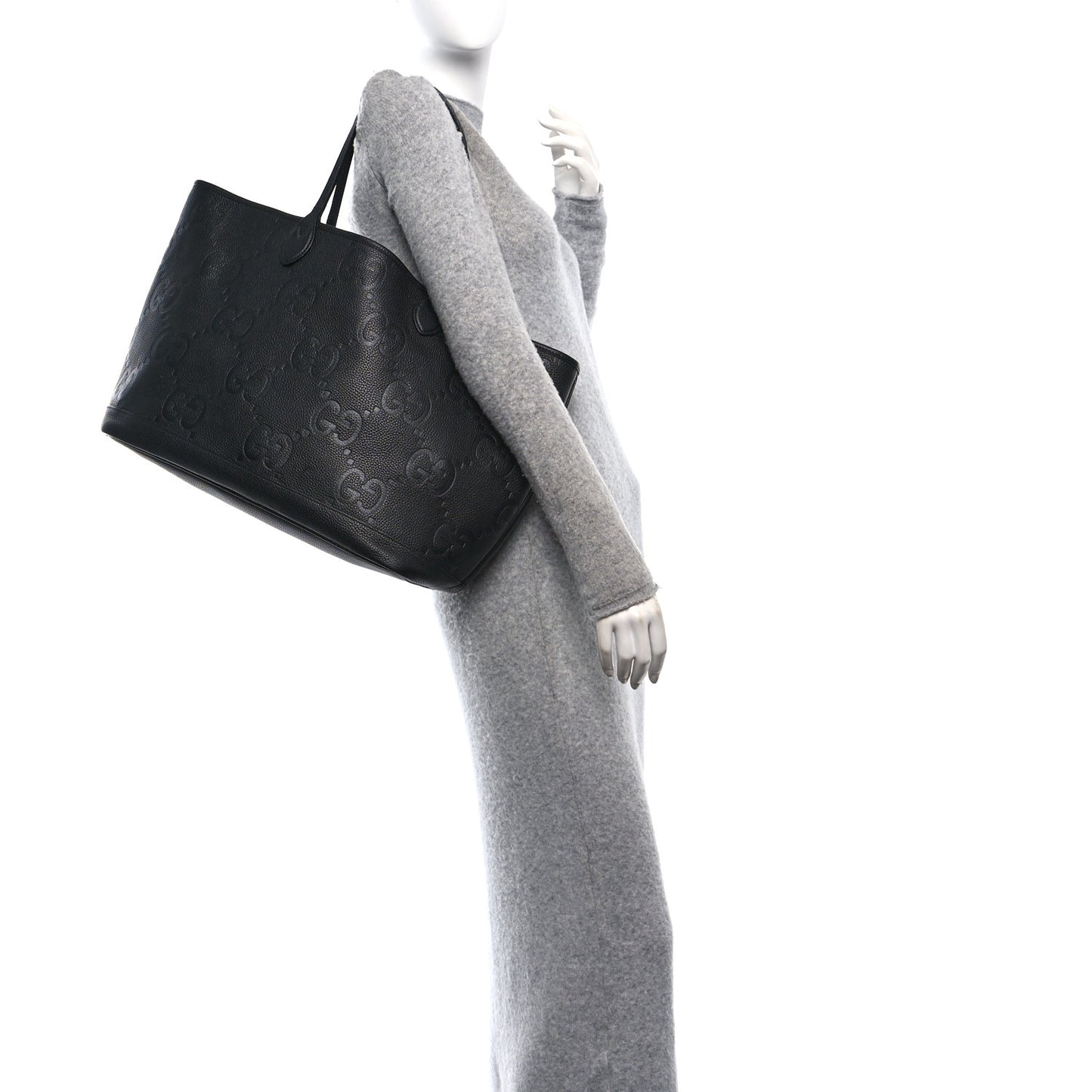 Monogram Jumbo GG Calfskin Web Large Shopping Tote Black