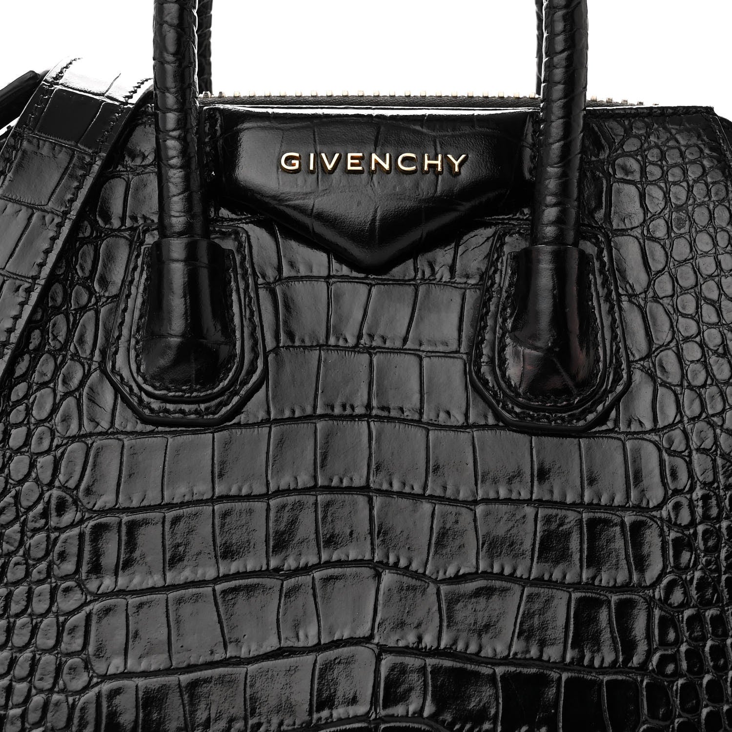Givenchy Calfskin Crocodile Embossed Mini Antigona Black 8 of 10