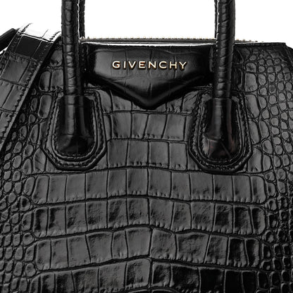 Givenchy Calfskin Crocodile Embossed Mini Antigona Black 8 of 10