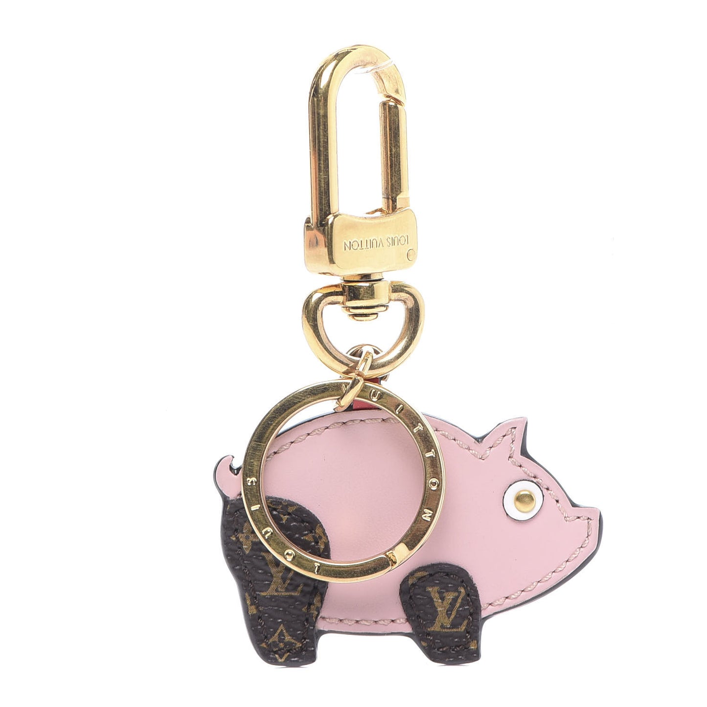 Calfskin Superstition Pig Bag Charm Key Holder Rose