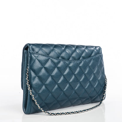 Chanel Caviar Quilted Clutch With Chain Flap Blue 3 of 8
