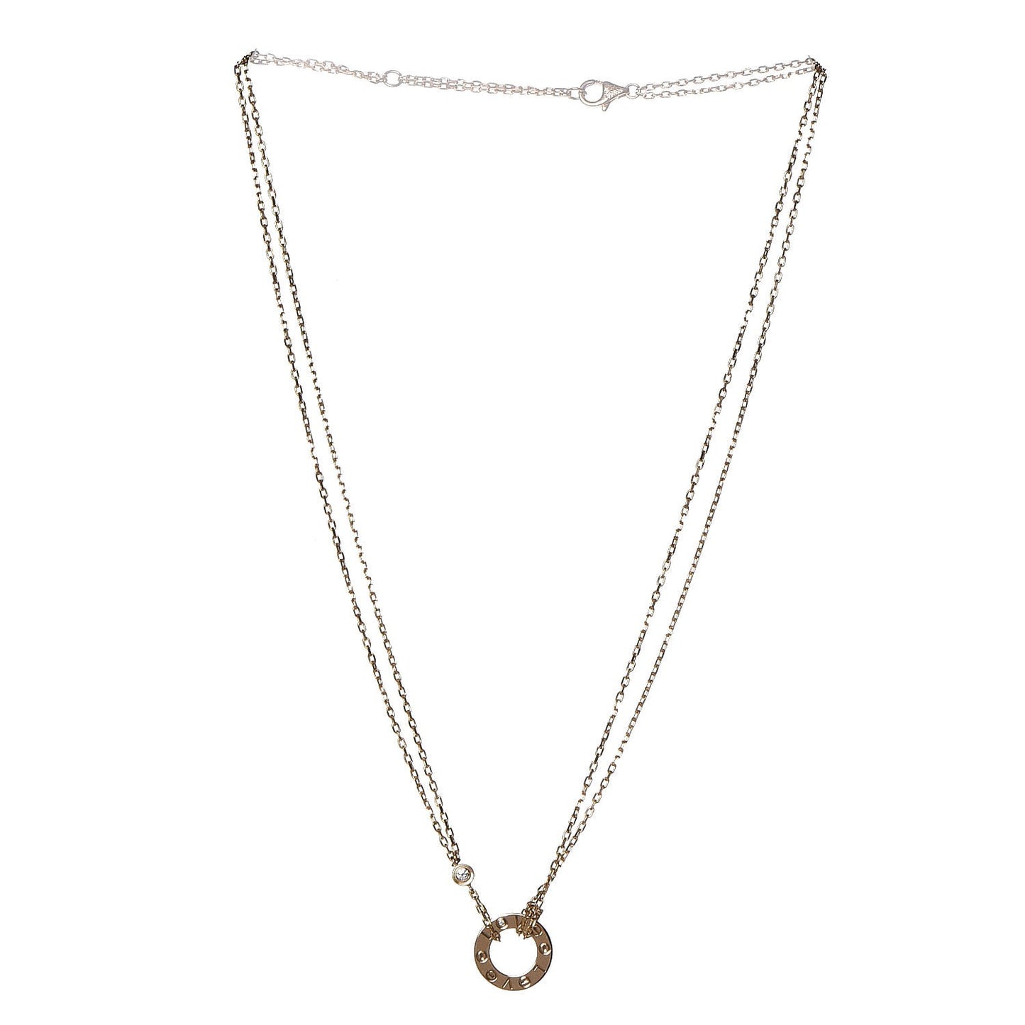 18K Yellow Gold 2 Diamond LOVE Necklace