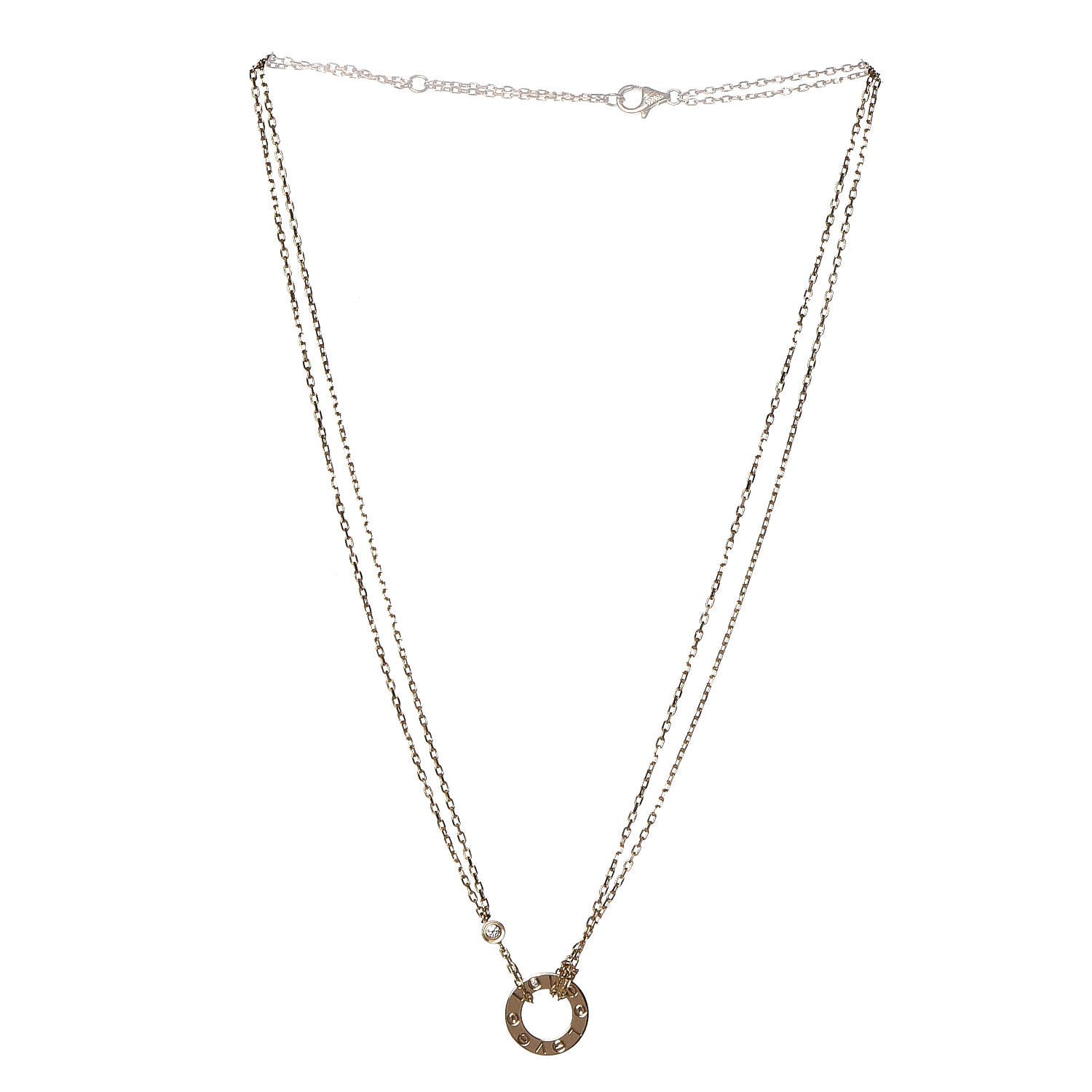 Cartier 18K Yellow Gold 2 Diamond LOVE Necklace 4 of 6
